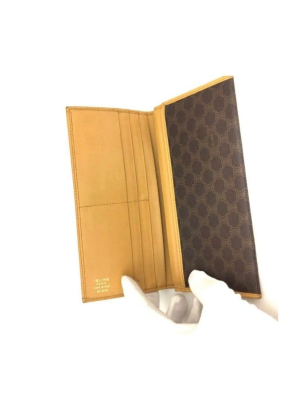 Women's Celine Triomphe Canvas Wallet in Brown and Tan, One Size - Picture 5 of 8